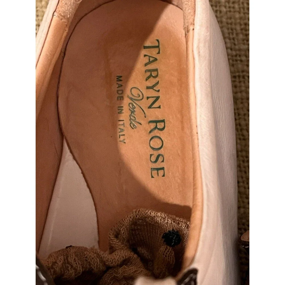 Taryn Rose Off White/Brown Leather  Sneakers Luxury EU 40.5
